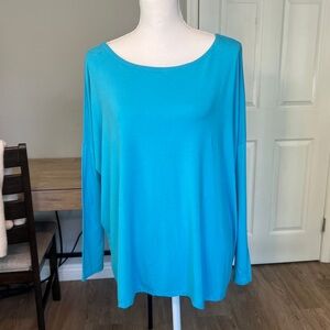 Nasty Gal Piko 1988 Long Sleeve Boat Neck Wide Loose Fit Turquoise Top - Size S